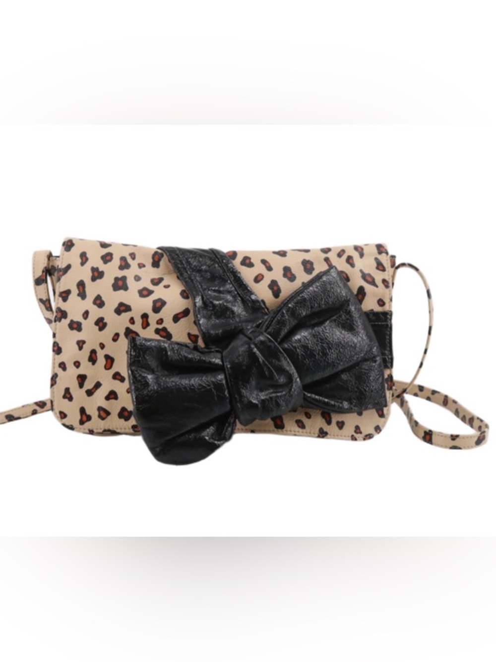 See By Chloe Leopard Print Key & Card Holder with Black Bow